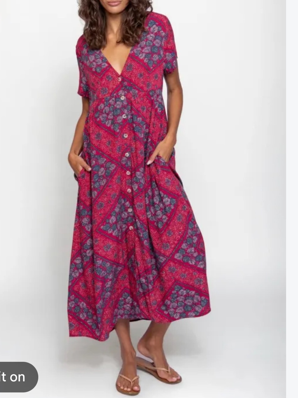 NWOT Natural Life Avery Button-Front Floral Midi Dress Size: S